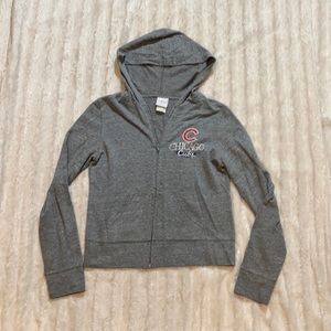Chicago Cubs baseball gray sweatshirt zip up with hood long sleeve with pockets